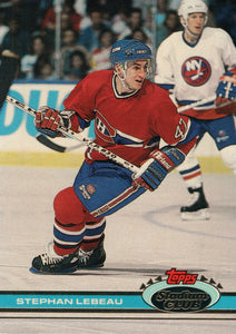 #283 Stephan Lebeau Montreal Canadiens 1990-91 Topps Stadium Club Hockey Card OP