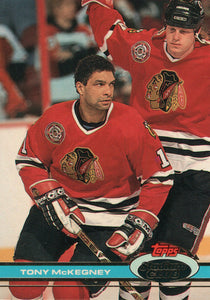 #281 Tony Mckegney  Chicago Blackhawks 1990-91 Topps Stadium Club Hockey Card OP