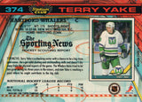 #374 Terry Yake Hartford Whalers 1990-91 Topps Stadium Club Hockey Card OP