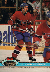 #208 Sylvain Lefebvre Montreal Canadiens 1990-91 Topps Stadium Club Hockey Card OR