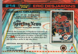 #214 Eric Desjardins Montreal Canadiens 1990-91 Topps Stadium Club Hockey Card OU