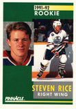 #334 Steven Rice Rookie Edmonton Oilers 1991-92 Pinnacle Hockey Card OV