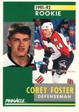 #332 Corey Foster Rookie Philadelphia Flyers 1991-92 Pinnacle Hockey Card OV