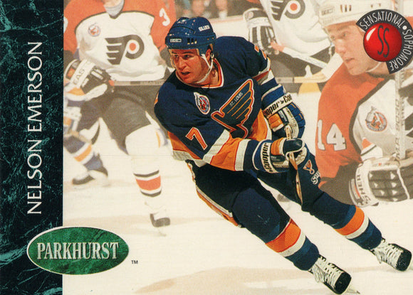 #232 Nelson Emerson St Louis Blues 1992-93 Parkhurst Hockey Card OZD