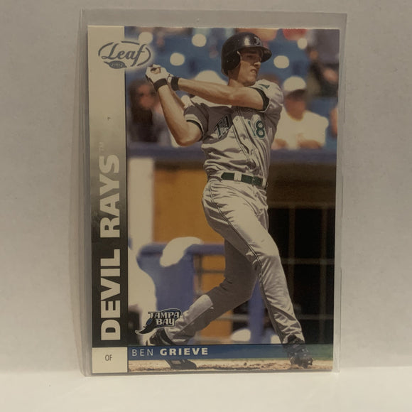 #47 Ben Grieve Tampa Bay Devil Rays 2002 Donruss Leaf Baseball Card HM