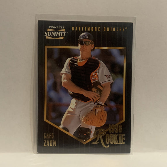 #167 Greg Zaun Baltimore Orioles 1996 Pinnacle Summit Baseball Card HN