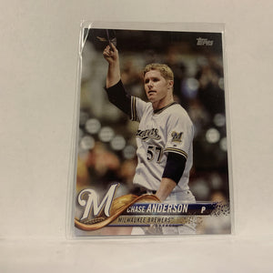 #54 Chase Anderson Milwaukee Brewers  Series 1 2018 Topps Baseball Card A1M