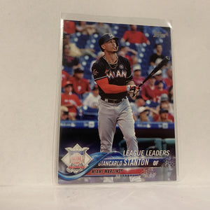 #45 Giancarlo Stanton Miami Marlins League Leaders Series 1 2018 Topps Baseball Card A1M