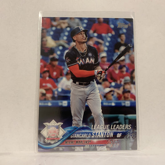 #45 Giancarlo Stanton Miami Marlins League Leaders Series 1 2018 Topps Baseball Card A1N