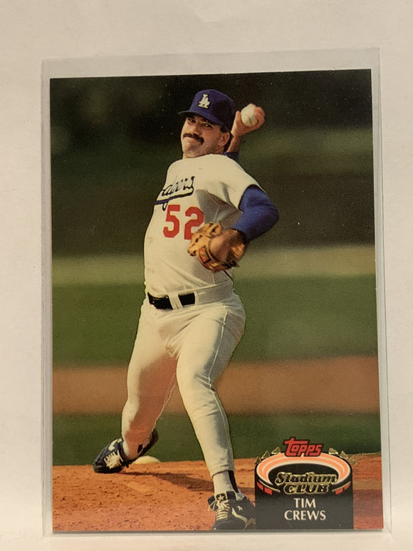 #349 Tim Crews Los Angeles Dodgers 1992 Topps Stadium Club Baseball Card