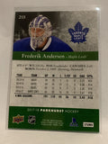 #215 Frederik Anderson Toronto Maple Leafs 2017-18 Parkhurst Hockey Card  NHL