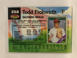 #358 Todd Frohwirth Baltimore Orioles 1992 Topps Stadium Club Baseball Card