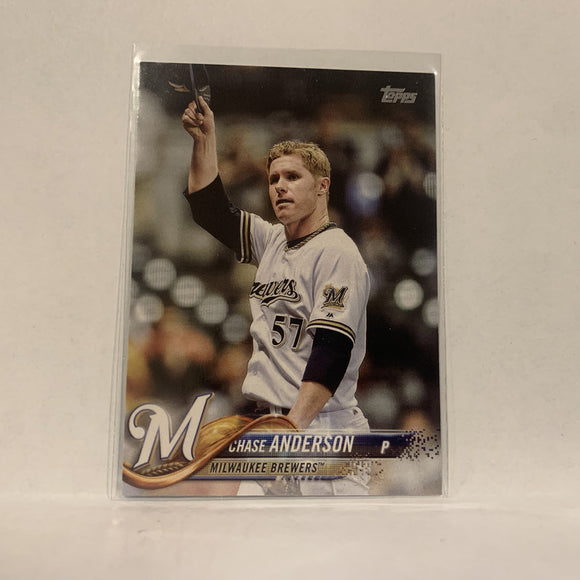 #54 Chase Anderson Milwaukee Brewers  Series 1 2018 Topps Baseball Card A1N