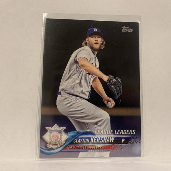 #59 Clayton Kershaw Los Angeles Dodgers League Leaders Series 1 2018 Topps Baseball Card A1N