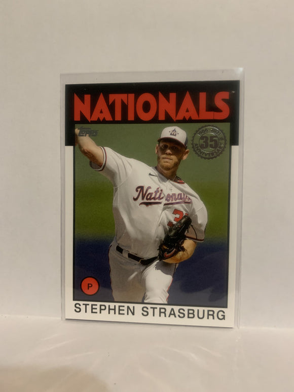 86B-84 Stephen Strasburg Washington Nationals 2021 Topps Series One Baseball Card
