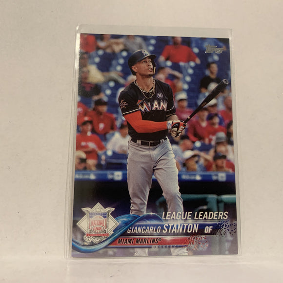 #45 Giancarlo Stanton Miami Marlins League Leaders Series 1 2018 Topps Baseball Card A1P