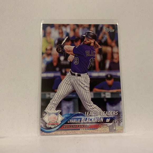 #92 Charlie Blackmon Colorado Rockies League Leaders Series 1 2018 Topps Baseball Card A1R