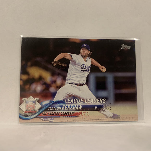 #2 Clayton Kershaw Los Angeles Dodgers League Leaders Series 1 2018 Topps Baseball Card A1S