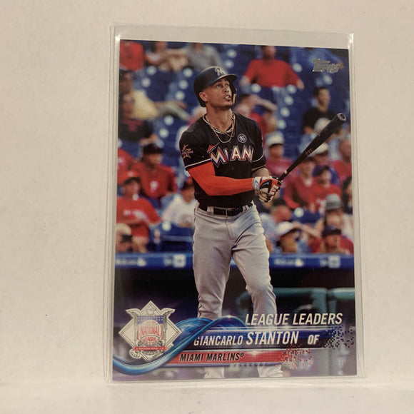 #45 Giancarlo Stanton Miami Marlins League Leaders Series 1 2018 Topps Baseball Card A1S