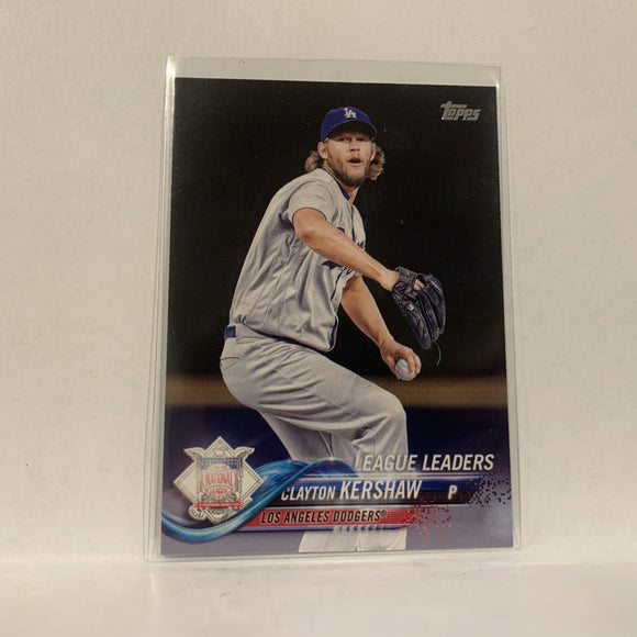 #59 Clayton Kershaw Los Angeles Dodgers League Leaders Series 1 2018 Topps Baseball Card A1S