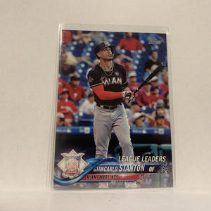 #45 Giancarlo Stanton Miami Marlins League Leaders Series 1 2018 Topps Baseball Card A1U