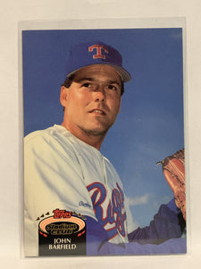 #364 John Barfield Texas Rangers 1992 Topps Stadium Club Baseball Card