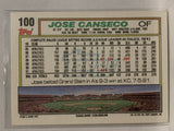 #100 Jose Canseco Oakland Athletics 1992 Topps Baseball Card