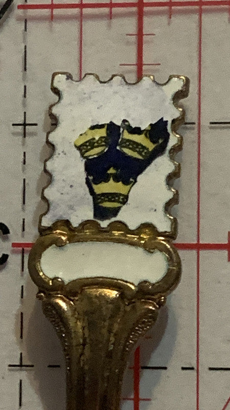 three Crown Emblem Chipped   Souvenir Spoon