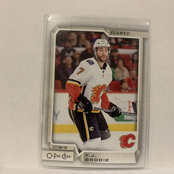 #203  T.J. Brodie Calgary Flames   2018-19 O-Pee-Chee Hockey Card A2E