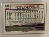 #685 Scott Livingstone Detroit Tigers 1992 Topps Baseball Card