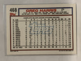 #468 Greg Harris Boston Red Sox 1992 Topps Baseball Card