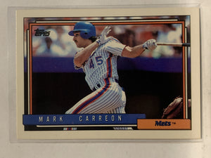 #111 Mark Carreon New York Mets 1992 Topps Baseball Card