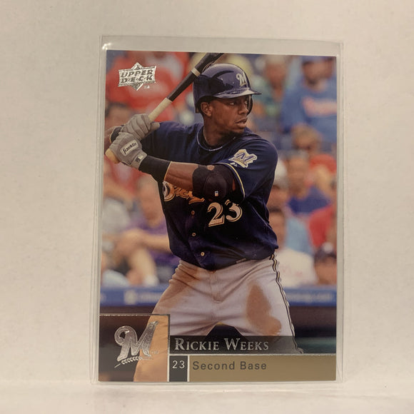 #729 Rickie Weeks Milwaukee Brewers Series 2  2009 Upper Deck Baseball Card A2H