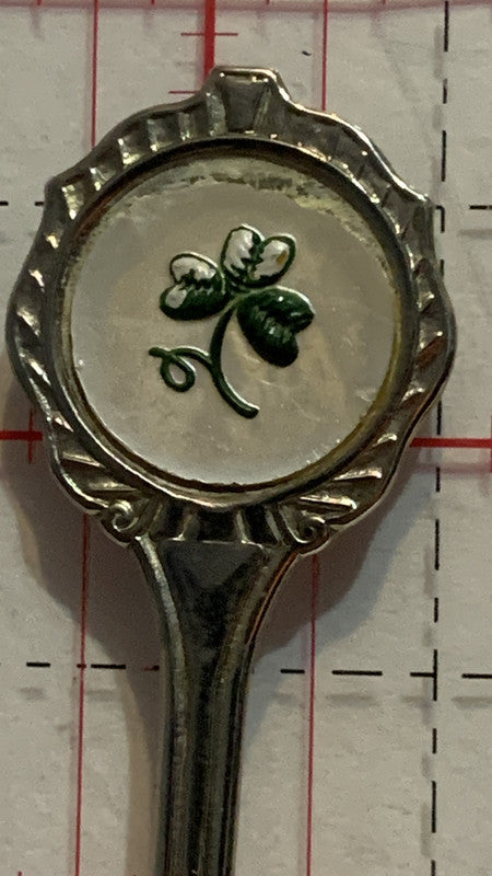 Green Shamrock  Silverplated Souvenir Spoon
