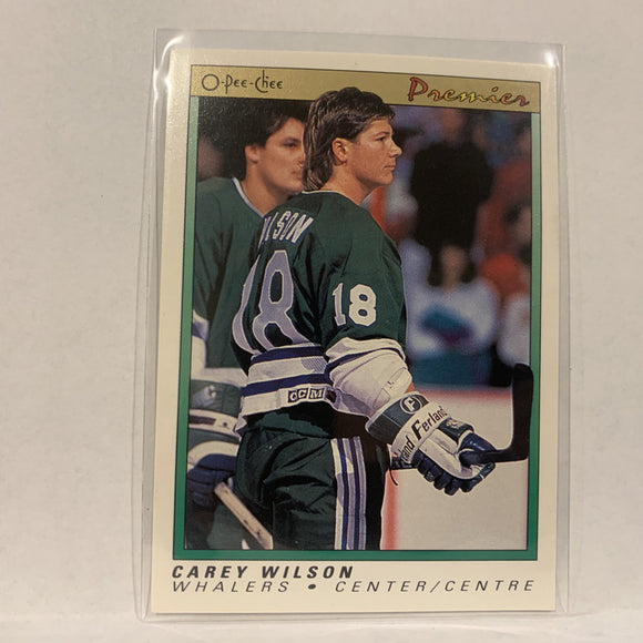 #128 Carey Wilson Hartford Whalers   1991-92 O-Pee-Chee Hockey Card A2N