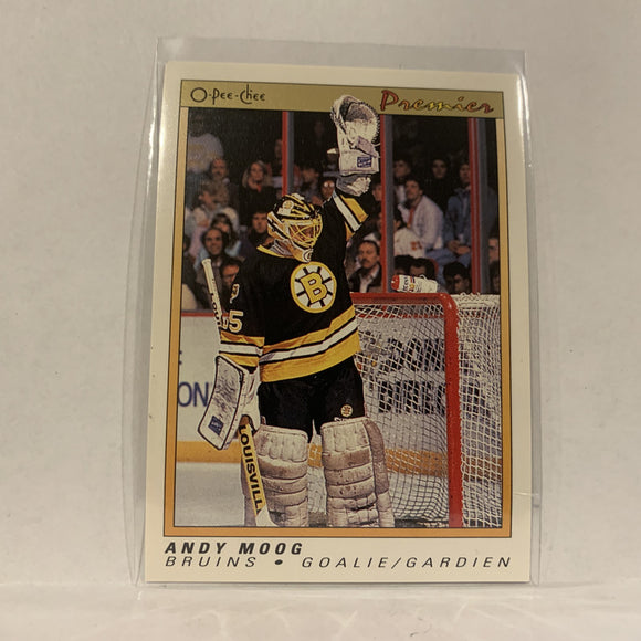 #76 Andy Moog Boston Bruins   1991-92 O-Pee-Chee Hockey Card A2R