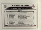 #105 Urias Wainwright Buehler Wins Leader 2022 Topps Series One Baseball Card