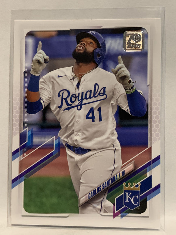 #513 Carlos Santana Kansas City Royals 2021 Topps Series 2 Baseball Card