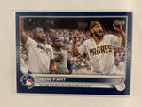 #320 How Far Tatis and Vlad React Blue  2022 Topps Series 1 Baseball Card MLB