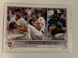 #127 Wheeler Scherzer Burnes Strikeout Leaders 2022 Topps Series 1 Baseball Card MLB