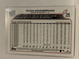 #296 Ryan Zimmerman Washington Nationals 2022 Topps Series 1 Baseball Card MLB