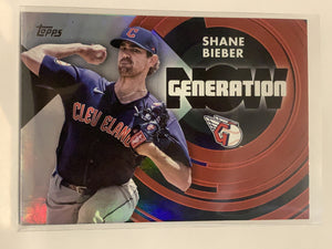 #GN-13 Shane Bieber Generation Now Cleveland Guardians 2022 Topps Series 1 Baseball Card MLB