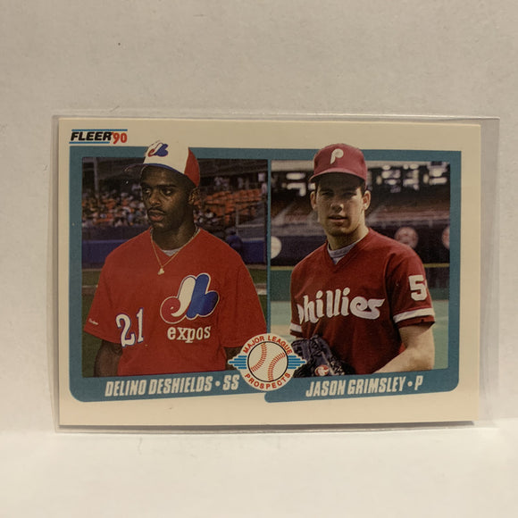 #653 Delino Deshields Jason Grimsley Prospects 1990 Fleer Baseball Card IM