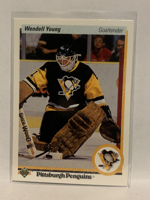 #102 Wendell Young Pittsburgh Pirates 1990-91 Upper Deck Hockey Card  NHL