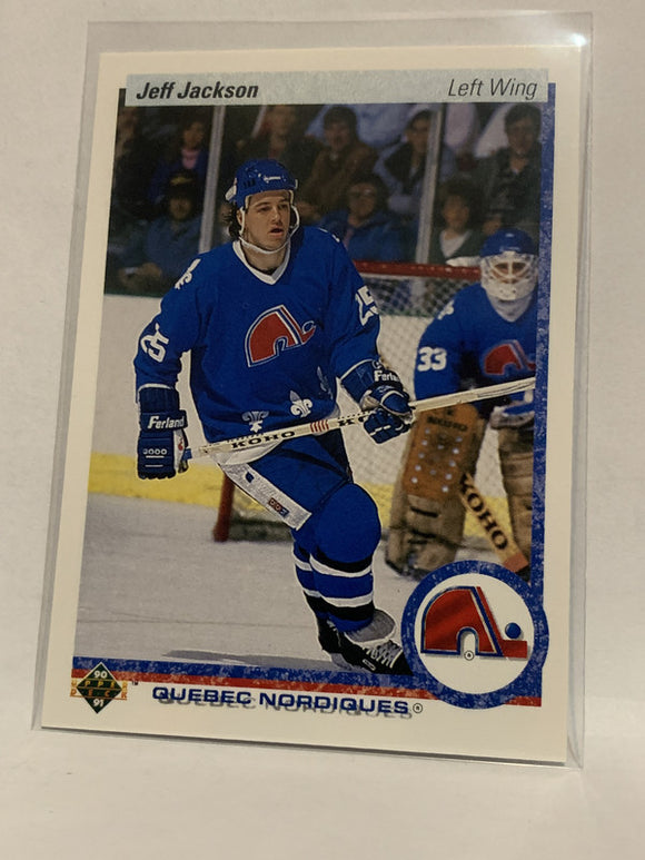 #291 Jeff Jackson Quebec Nordiques 1990-91 Upper Deck Hockey Card  NHL