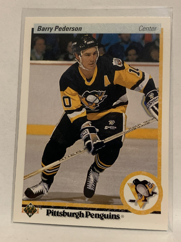 #329 Barry Pederson Pittsburgh Penguins 1990-91 Upper Deck Hockey Card  NHL