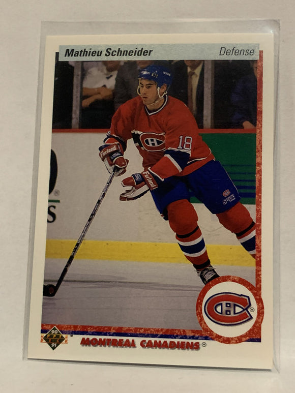 #334 Mathieu Schneider Montreal Canadiens 1990-91 Upper Deck Hockey Card  NHL