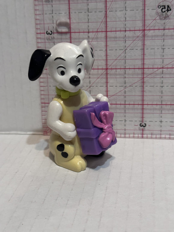 Puppy Holding a Purple Present 101 Dalmation Disney Mcdonalds Toy Character