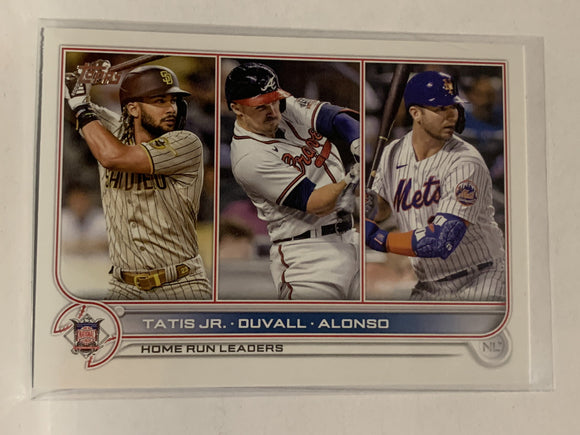 #146 Tatis Jr Duvall Alonso Home Run Leaders 2022 Topps Series One Baseball Card MLB