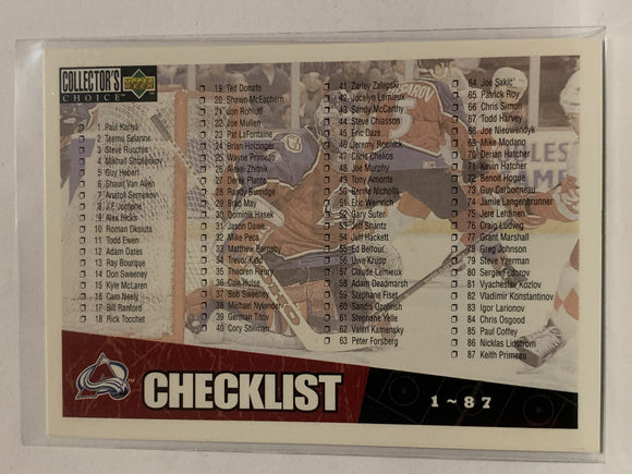 # Ckecklist 1-174 Colorado Avalanche 1996-97 Upper Deck Collector's Choice Hockey Card  NHL